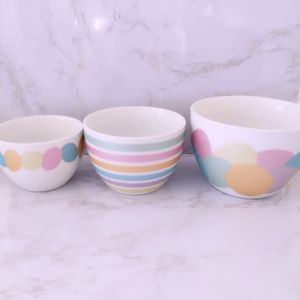 Crate & Barrel Set Of 3 Ceramic Nesting Bowls